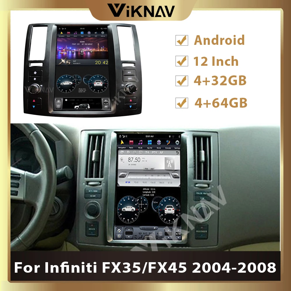 

Автомобильный радиоприемник для Infiniti FX35 FX45 2004-2010 Android, автомобильный аудио стереоприемник, мультимедийный плеер, вертикальный экран, GPS-нави...