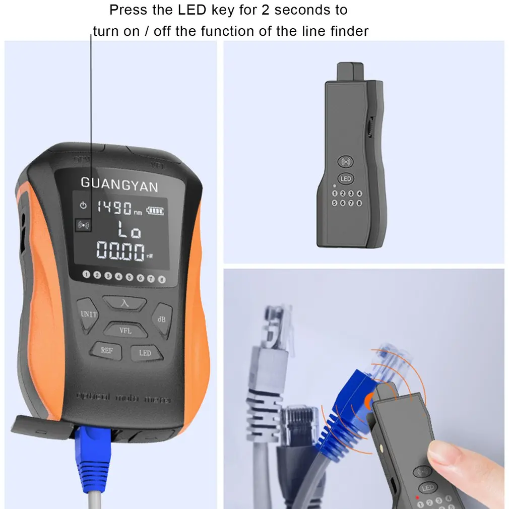 

G8-SGS112 Rechargeable Optical Power Meter Red Light Machine 15km -50+26 Frequency Identification Seven Wavelengths