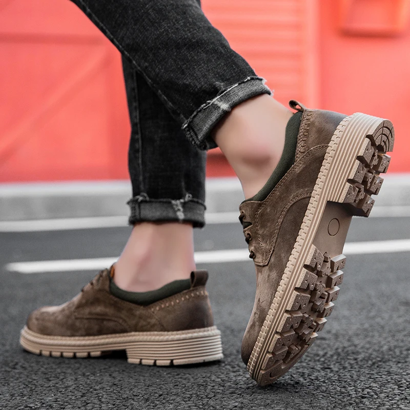 Кожаные коричневые Модные мужские винтажные повседневные офисные уличные