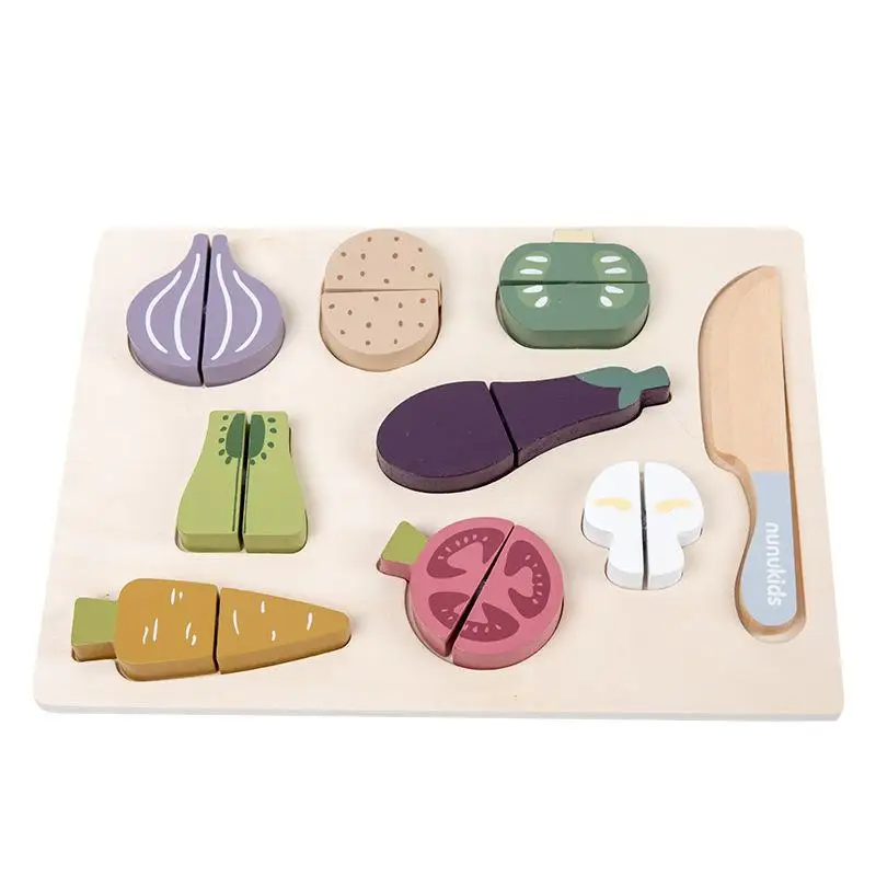 

Montessori Children's Fruit And Vegetable Simple Puzzle Kitchen Wooden House Puzzle Early Education Parent Child Interactiv Toys