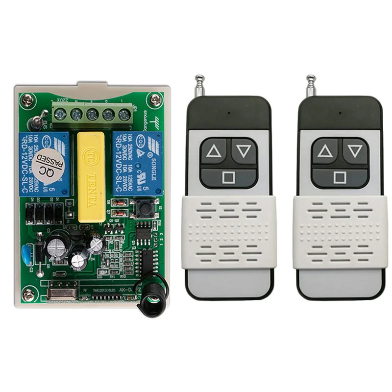 

433MHz Universal Wireless Remote Control AC 220V 2CH Relay Receiver RF Switch Remote Control Gate ubular motor Garage opener
