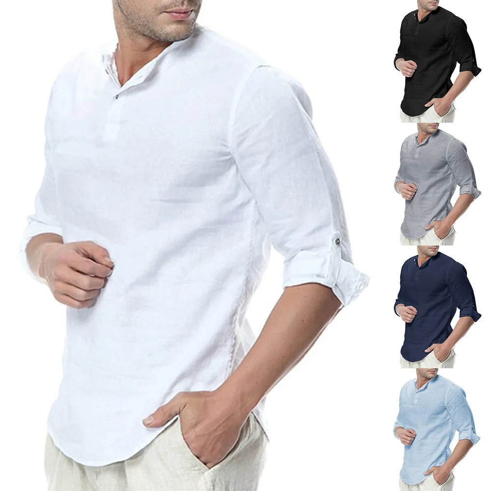 

Новая рубашка для мужчин среднего возраста на весну и лето, однотонная Простая рубашка, комплексная тренировочная рубашка