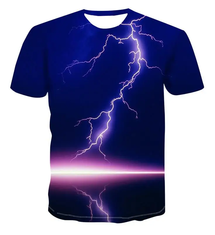 

Strange lightning 2021 new summer men's T-shirt 3Dprinting lightning print O-neck fashion casual hip-hop trend short-sleeved top