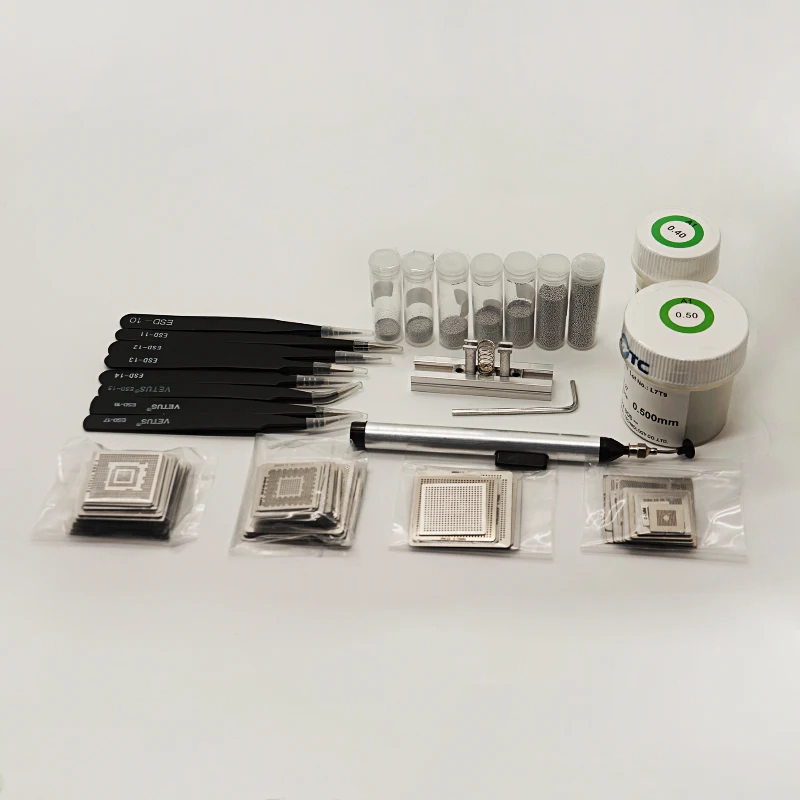 

BGA reballing tool kit BGA stencils 144pcs set Solder ball 7pcs vacuum suction pen-FFQ-939 for reworking repairing