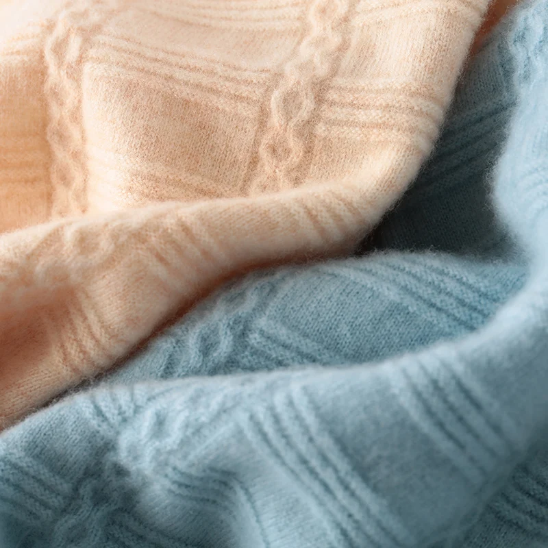 

Women's 100% wool sweater 2019 new geometric solid color sweater round neck pullover sweater casual knitwear cashmere top