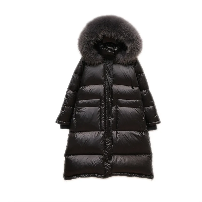 Белые пуховики на утином пуху спине зимняя куртка для девочек 2019 плотное длинное