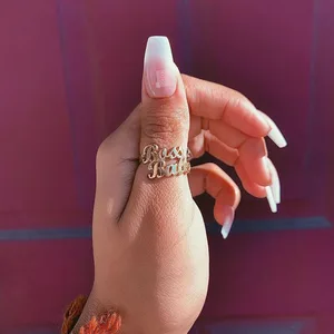 Женское кольцо из нержавеющей стали с двумя именами, Золотое кольцо для свадьбы, Рождества, украшения в стиле бохо, подарок BFF
