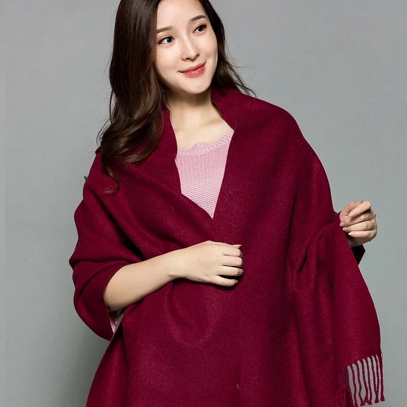 Женский простой толстый осенне зимний шарф в Корейском стиле монохромный мягкий