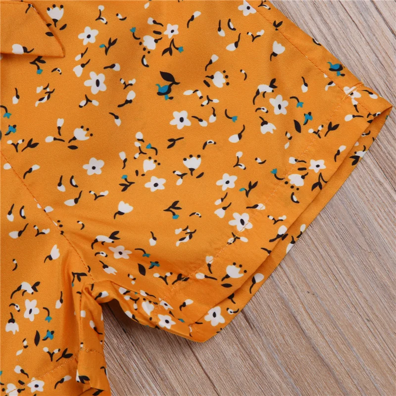 

Summer Clothing Baby Children Girl Casual Suit Flower Print Bow Elastic Waist Lotus Leaf Decoration Tank Shorts 1-5 Years