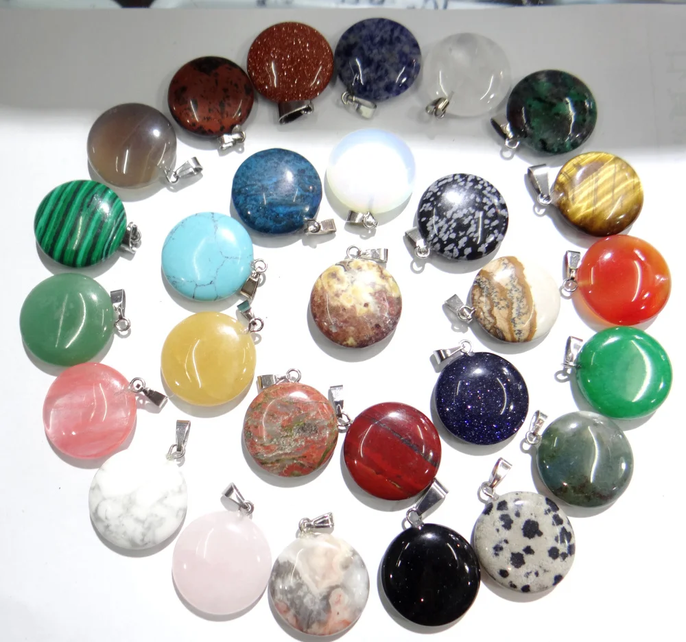 Бирюзовые круглые кулоны и подвески из натурального камня с кварцевым