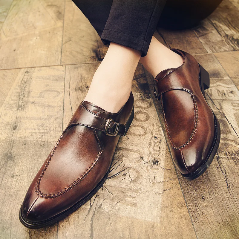 Туфли мужские кожаные заостренный носок Повседневная Деловая универсальная