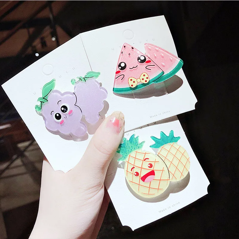 Новое платье для девочек с милой фруктовой винограда арбуз клубника заколки