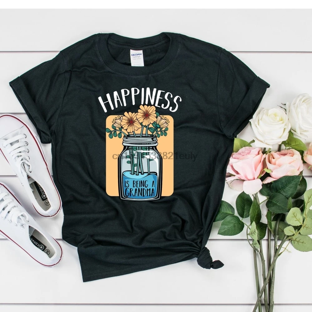 Счастье-это рубашка бабушки семейные и дедушки от внуков детей цветочные цветы |