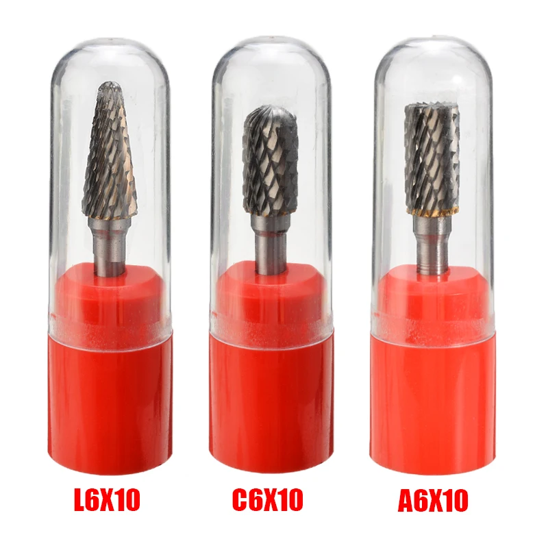New 1/4" Carbide Rotary Burrs Cylindrical Cut Tungsten Carbide Rotary Burrs Cutting Die Grinder Bit Woodworking Milling CNC Tool