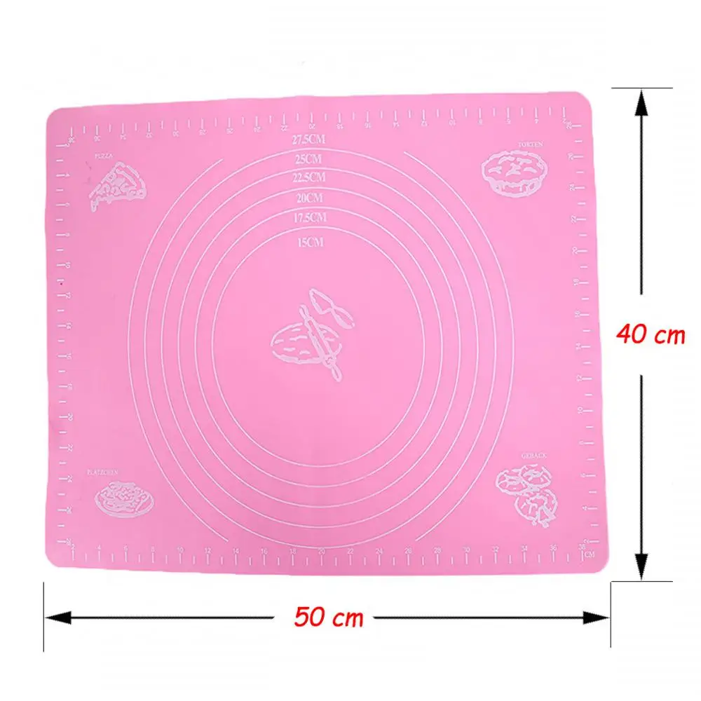 Pink 50*40 см антипригарный силиконовый коврик для выпечки из стекловолокна прокатки коврик для теста печенье выпечка пирожных макарон коврик Кондитерские инструменты 15 - Цвет: Pink