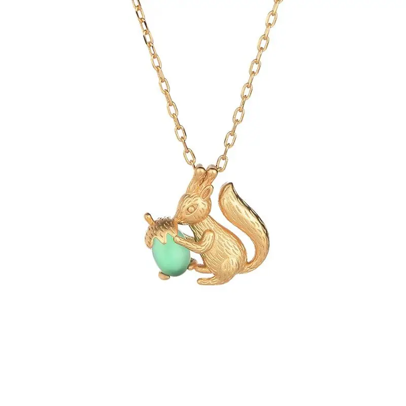 

Vintage Zodiac Rat Necklace Lucky Peanut Good Fortune Women Pendant Necklace Gift for Girlfriend Mother