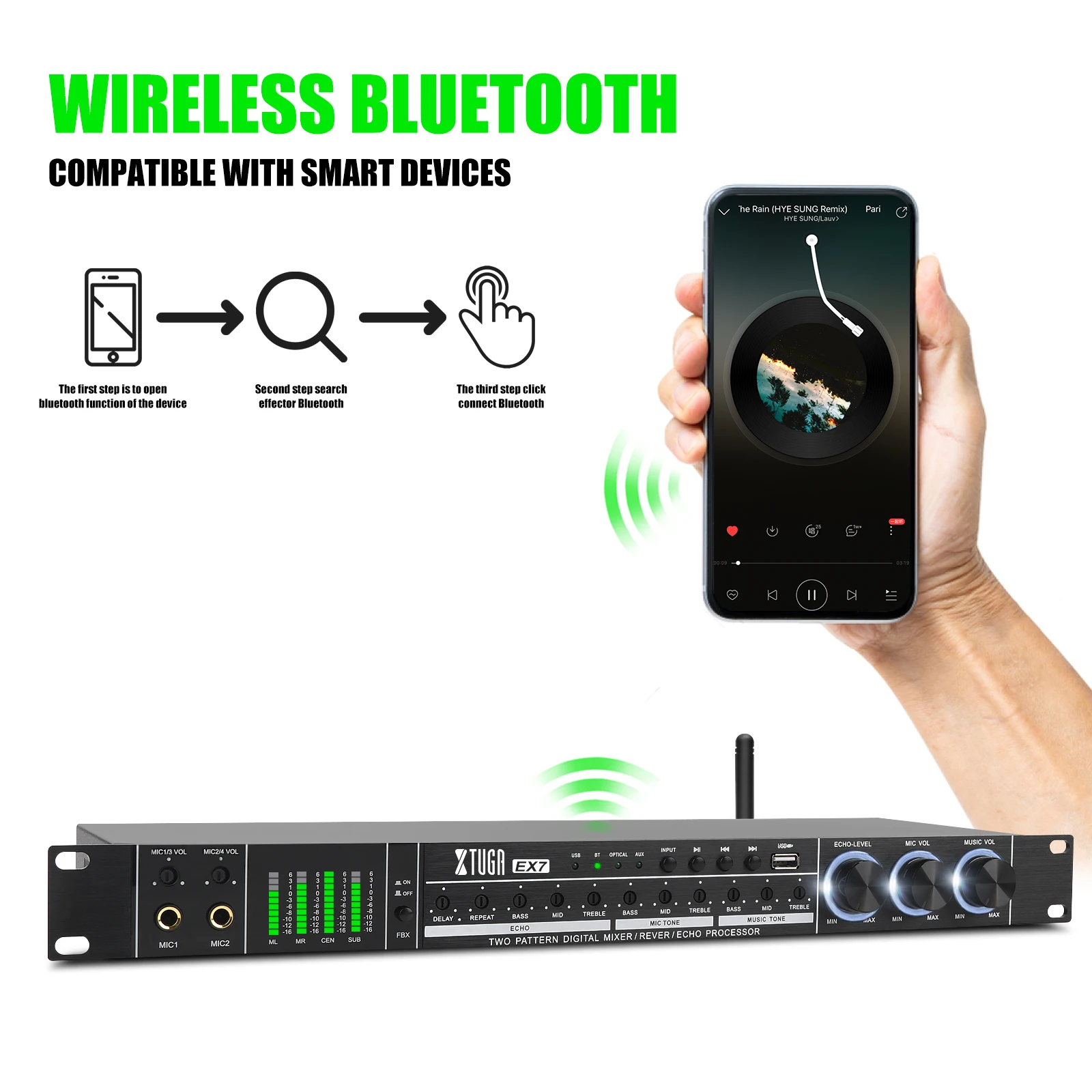 XTUGA 11 бит DSP аудио цифровой процессор с Bluetooth профессиональный эффект KTV