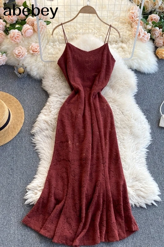 

boho Spaghetti Strap strapless Sleeveless Beach Long Dress lace Backless solid Sexy Party Dresses A LIne Vestido Robe