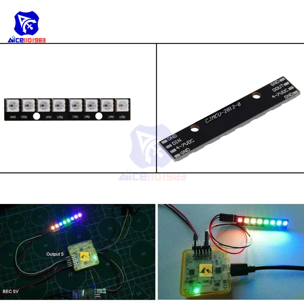 Diymore 8 бит WS2812 5050 RGB LED s Light Встроенная полноцветная макетная плата 4