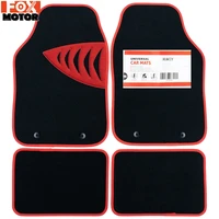 universal floor mats set free mounting clips auto car trunk carpet liner red all weather non slip interior pad cover doormat