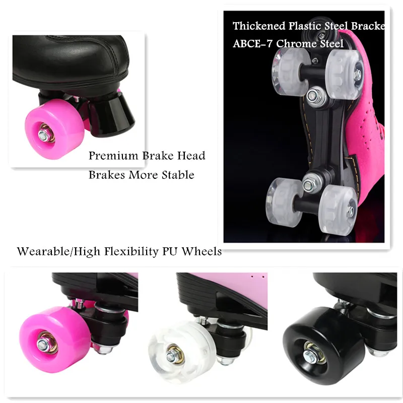 Из искусственной кожи роликовые коньки унисекс квадратные двойные две линии