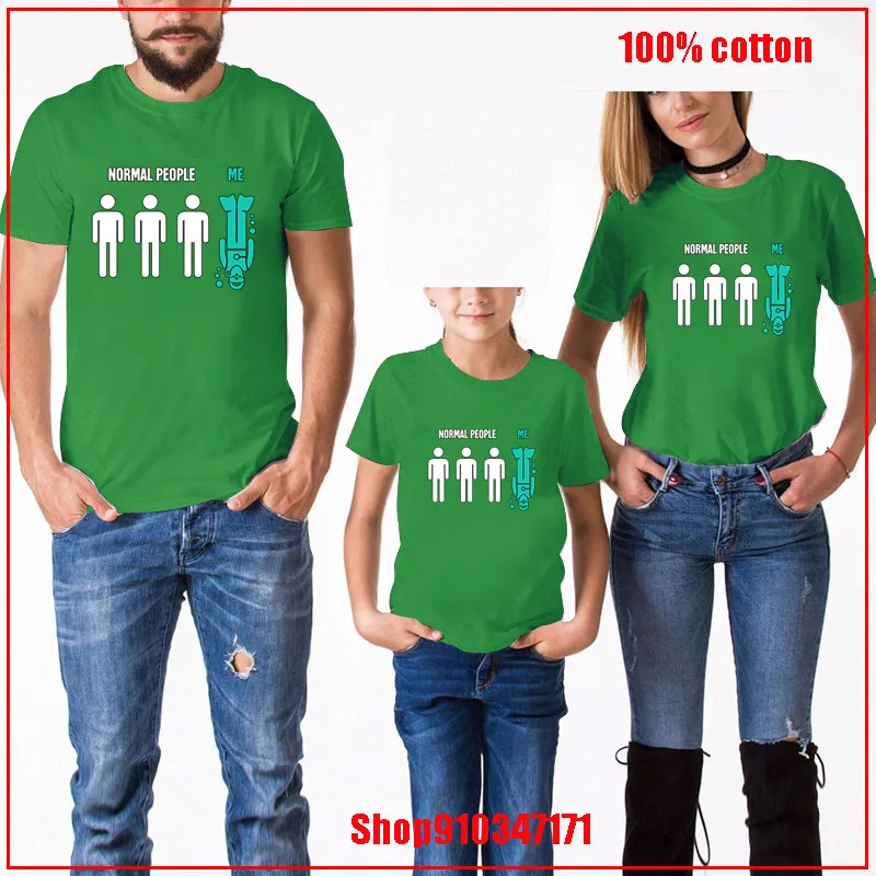 Normal People Me Funny Scuba Diving Design white 27cm mommy and daughter matching clothes teenage girls summer clothing parent | Мать и
