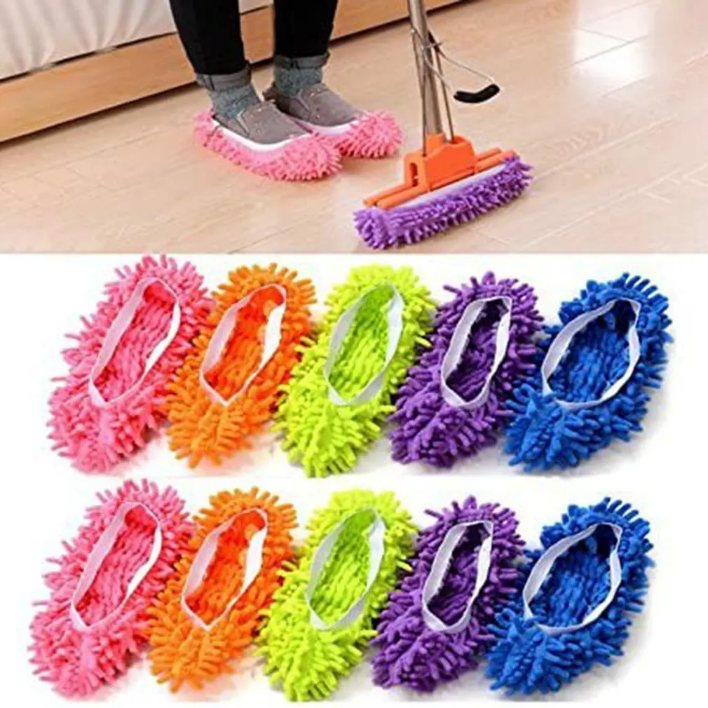 

2pcs/set Chenille Mopping Shoe Cover Washable Reusable Cleaning Shoe Cover Dirt And Hair Cleaning For Bathroom Kitchen