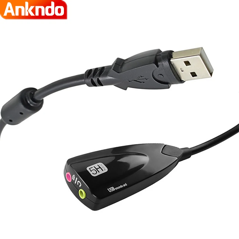 

ANKNDO External USB Sound Card for PC Computer Laptop 5HV2 Virtual 7.1CH Plug Play Voice Converter Mic 3.5mm Aux Jack Headphone