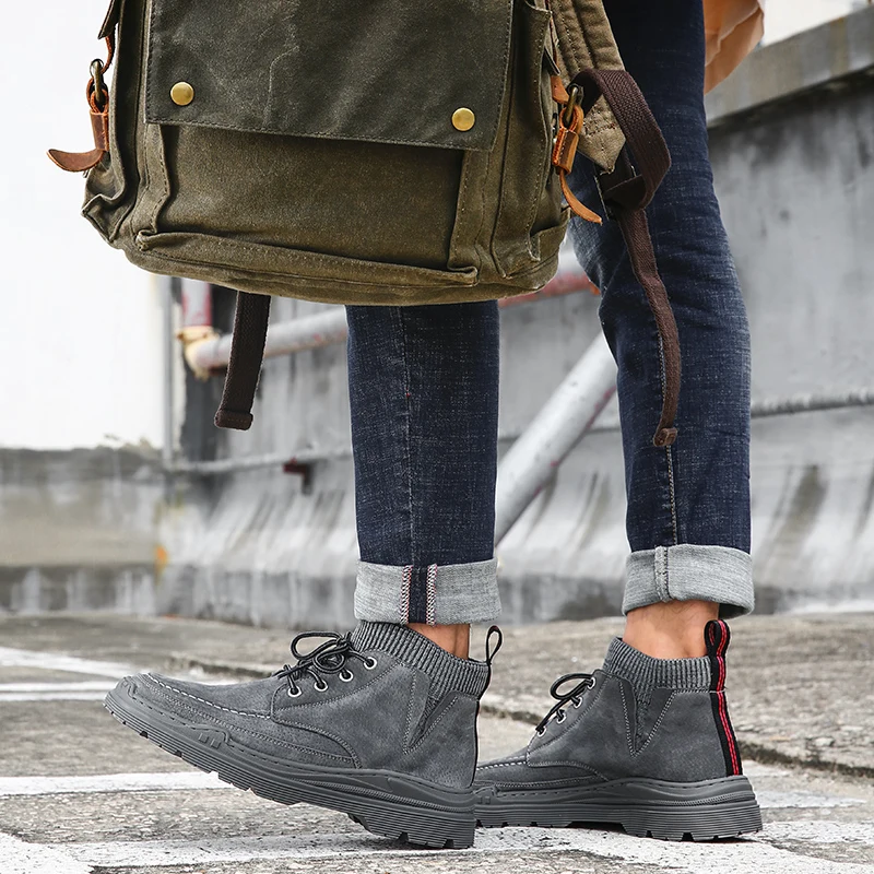 

Leisure Shoes Men Casual Shoes Shoe Man High Top Sport Sneakers Men's Leather Hot Fashion Mens Hightop For Causal