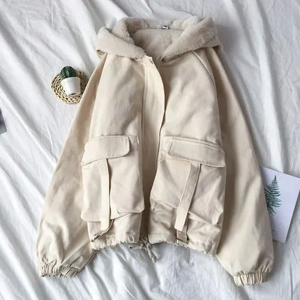 Зимняя женская куртка с капюшоном теплая пуховая парка хлопковое пальто Женская