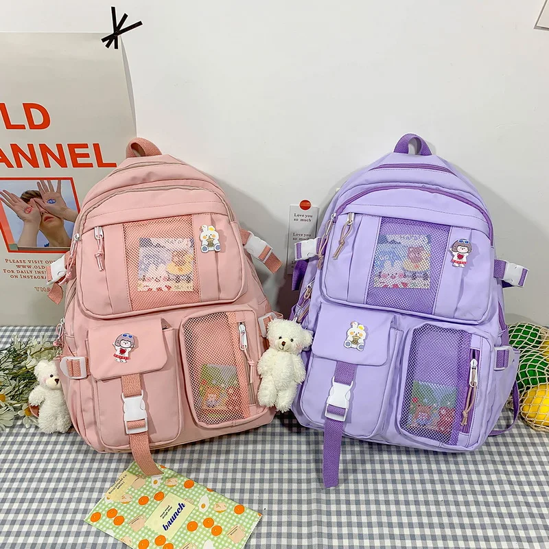 

2021 New Women's Backpack Waterproof Patchwork School Bags For Teenage Girls School Bag Fancy Student Book Bag Mochila