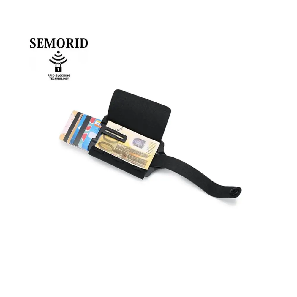 

SEMORID Новый Выдвижной стильный кошелек RFID тонкий мужской тонкий бумажник держатель для карт Кошелек Алюминиевый металлический зеркальный