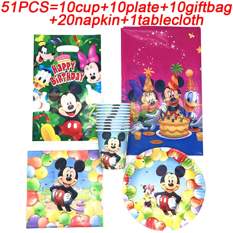 

Mickey Mouse Birthday Party Theme Supplies Plate Cup Straw Napkin Tableware Baby Mickey Mouse 1st Birthday Decoration Tablecloth