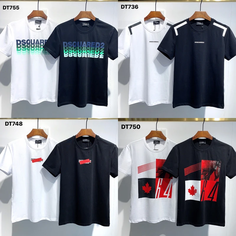 

Dsquared2 Italy Brand Classic Men Printed Cotton T-shirt Letter Icon O-neck Short-sleeved Shirt Hip-hop Style Tee Tops