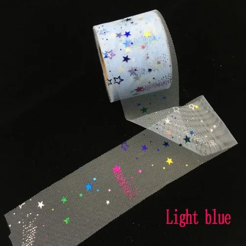 Light blue 25 ярд звезда блесток Тюль рулон сетка катушка органза лента для DIY юбка пачка ребенок душ День рождения Свадьба Вечеринка настольная дорожка Декор - Цвет: Light blue