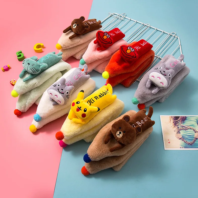 Детский Одноцветный шарф для малышей теплый с рисунком мальчиков и девочек милый