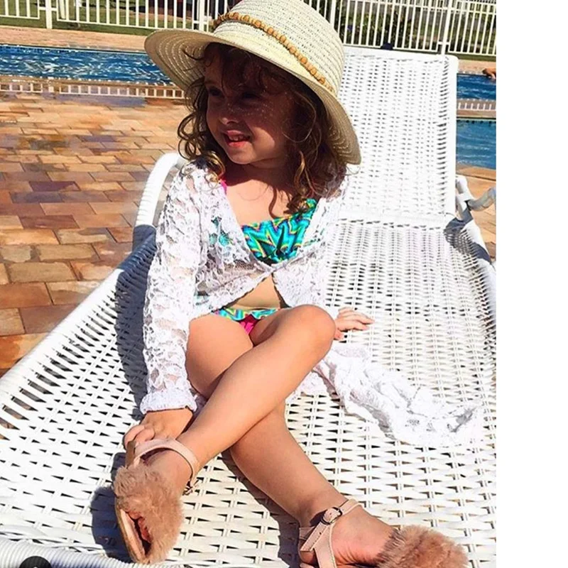 Длинная кружевная блузка для маленьких девочек кардиган туника блузки с длинным