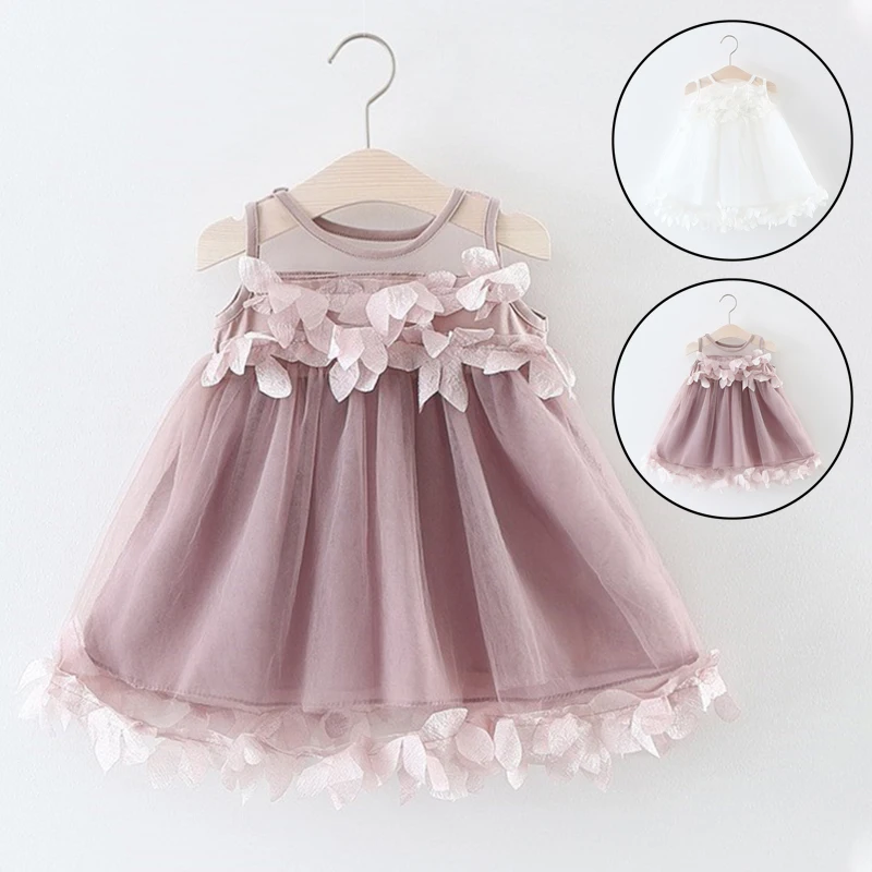 

Baby Infant Girl Kid Toddler Princess Flower Sleeveless Tulle Dress Beach H Newborn Princess Dresses Baby Dress