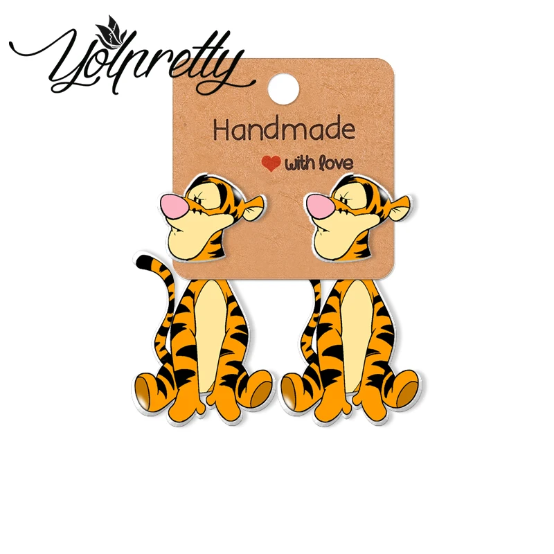 2021 акриловые серьги-клипсы с героями Диснея мультфильма Винни тиггер