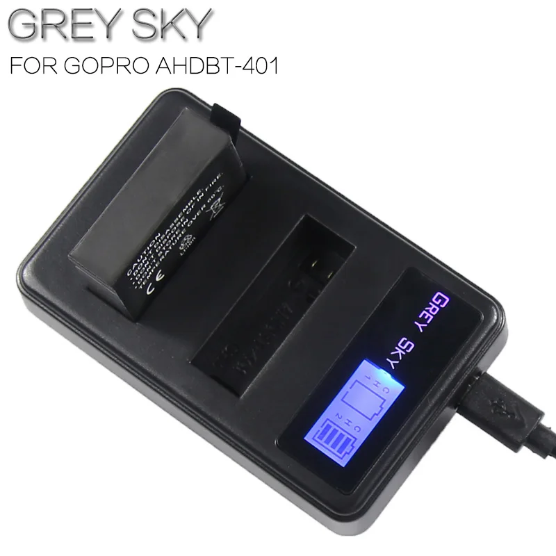2 шт 1680mah hero 4 батарея+ ЖК USB двойное зарядное устройство для Gopro hero 4 батареи Go Pro hero 4 bateria аксессуары для экшн-камеры - Цвет: charger and 1battery