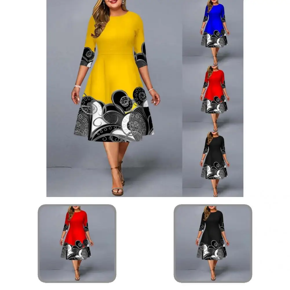 

Popular Dress O Neck Women A-Line Crew Neck Dress Ladies Dress Office Lady Dress
