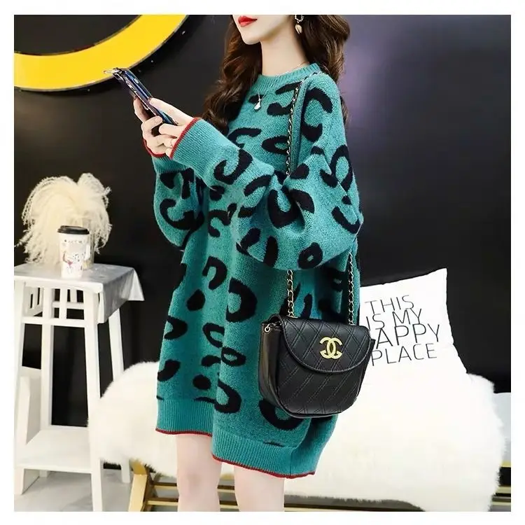 

Plus size thickened fat mm sweater women's pullover long 2020 fall/winter new Korean style loose Joker base shirt