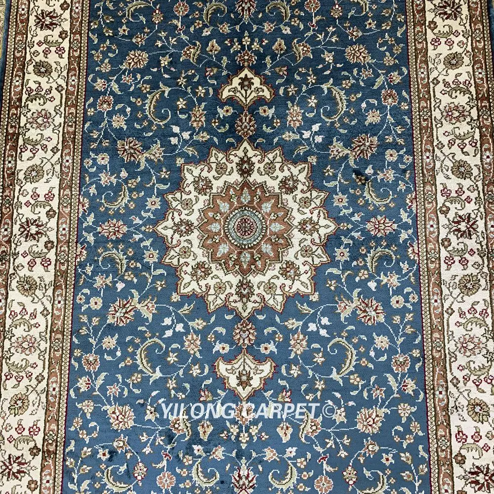 Yilong 2 7 &quotx 4&quot ручной УЗЕЛКОВЫЙ персидский синий ковер изысканный турецкий