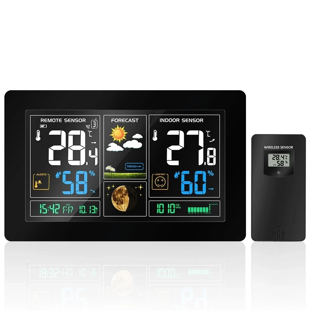 Digital Display wireless weather station Forecast Clock indoor/outdoor sensor Thermometer hygrometer Radio Control Time | Инструменты