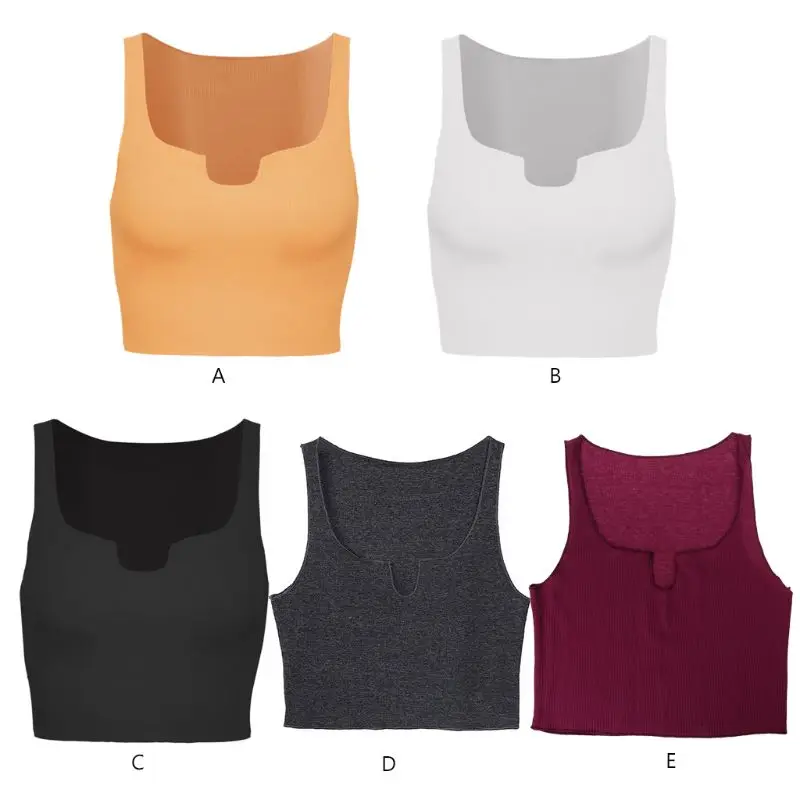 Женская Трикотажная майка с вырезом спереди однотонная трикотажная Базовая