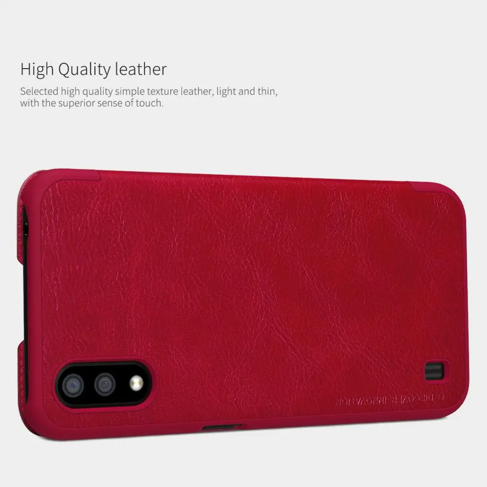 Серия NILLKIN QIN откидная крышка для Samsung Galaxy A01 кожаная задняя с кармашком карт чехол