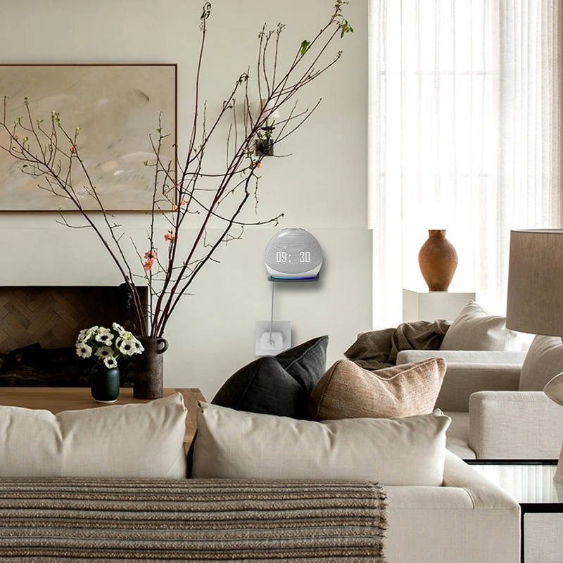 

Support Wall Mount Stand For Echo Dot 1/2/3/4 Smart Speaker Acrylic Wall Socket Bracket Space-Saving