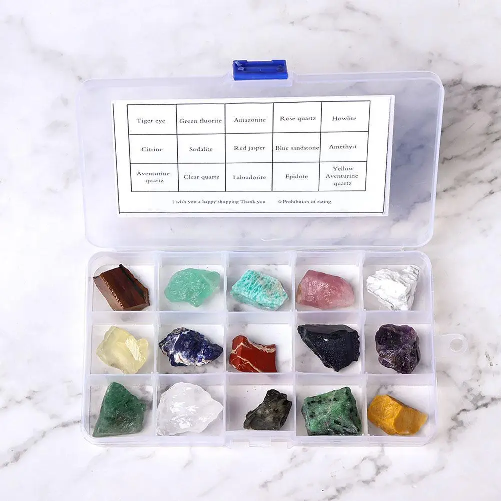 

15 Kinds Natural Crystal Energy Stone Mineral Specimens Irregular Decor Home Collections Material Rock N4K5
