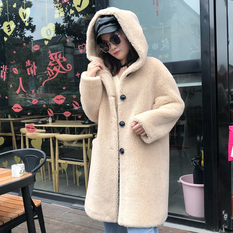 2019 осеннее и зимнее новое пальто для стрижки овец женское длинное из