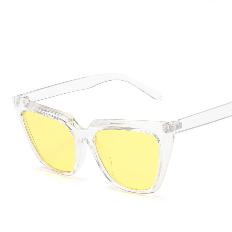 

2020 new fashion cat eye ladies sunglasses metal hinge transparent sunglasses